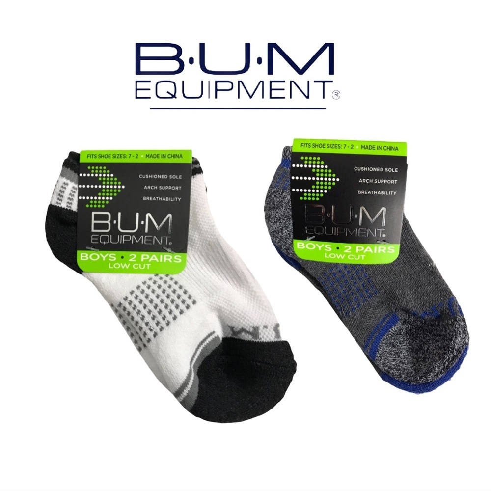 NWT BUM Equipment Boys Socks, Bundle of 4 Pairs Size 7-2
